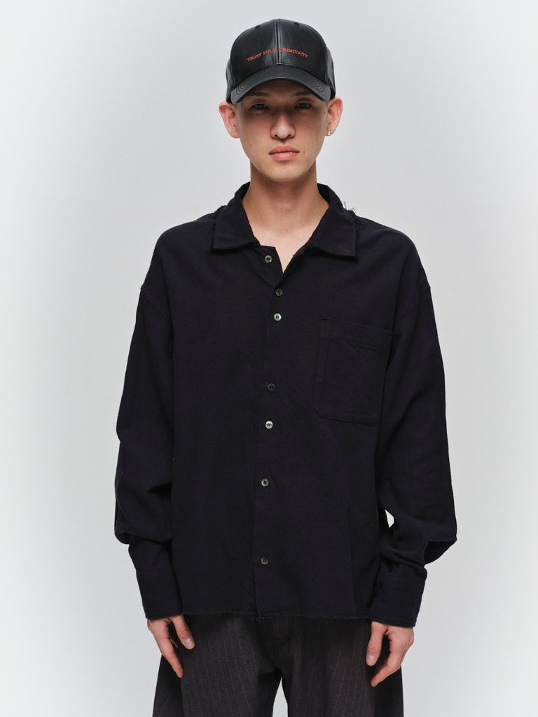 COTTON SILK CUT-OFF SHORT SHIRT