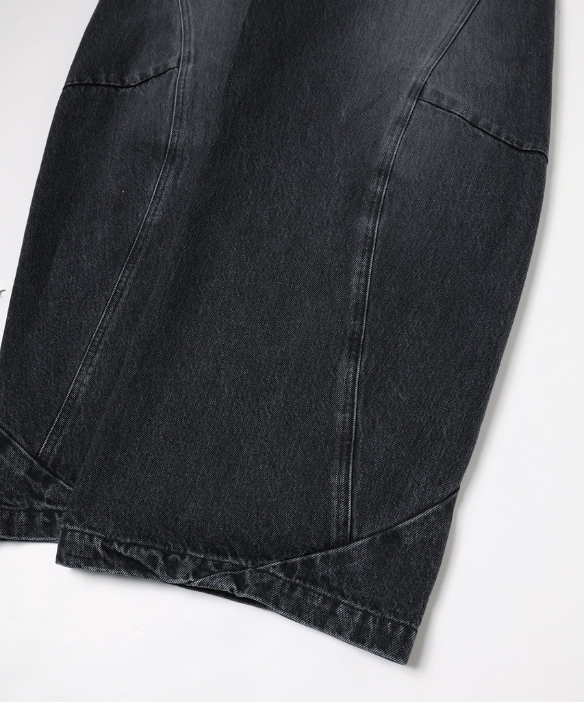 VINTAGE-FEEL DRAPED DENIM PANTS