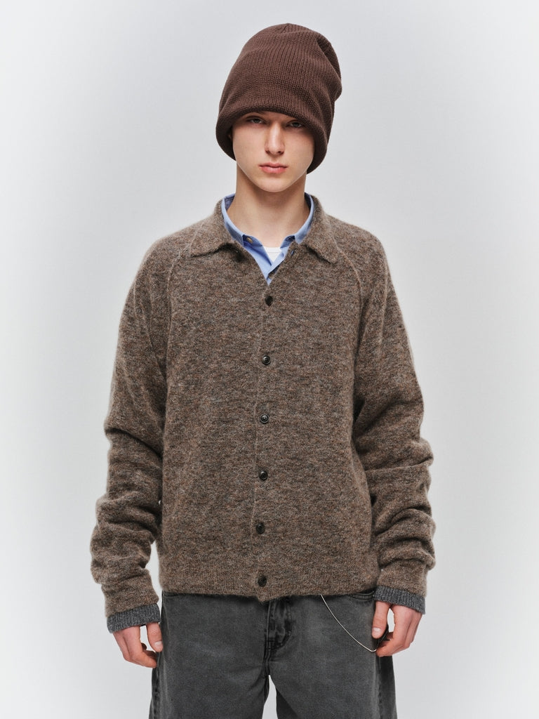 LAYERED MOHAIR KNIT SHIRT