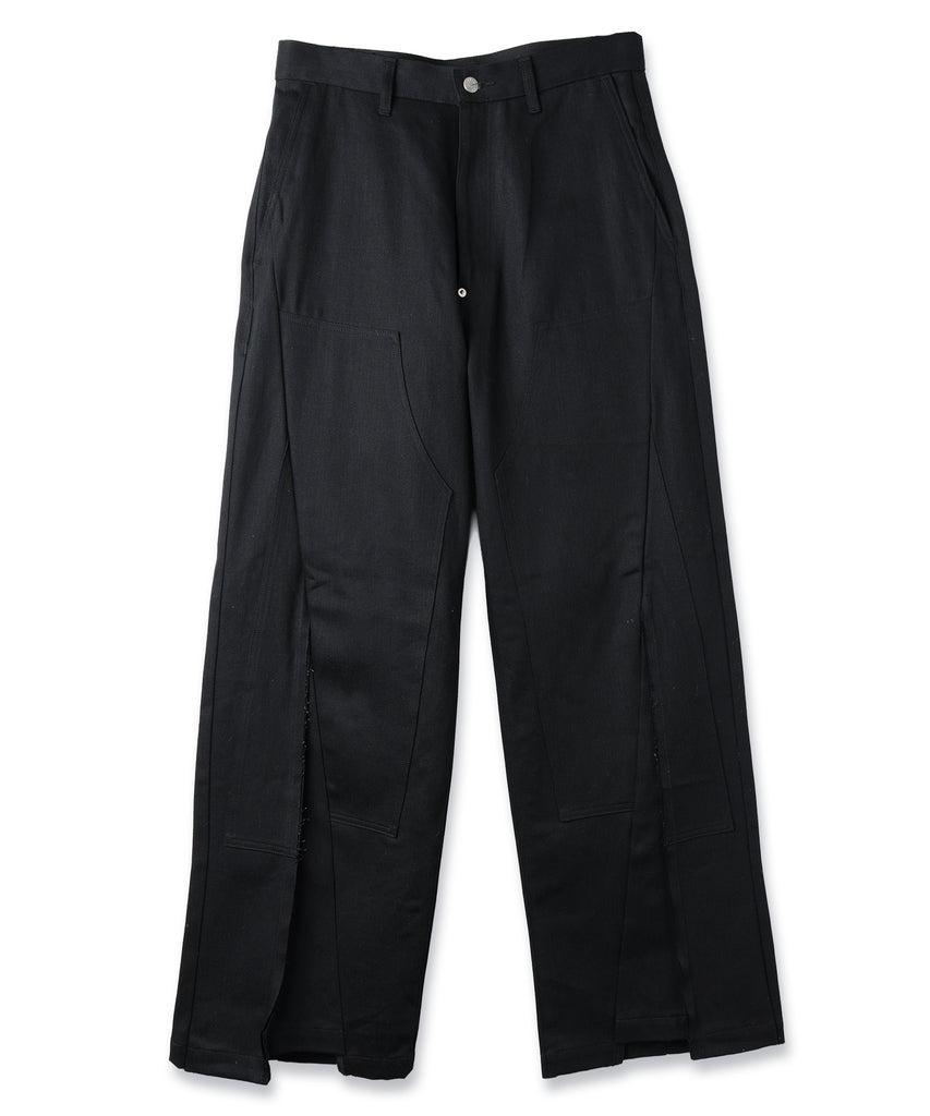 CUT OFF DOUBLE KNEE DENIM PANTS