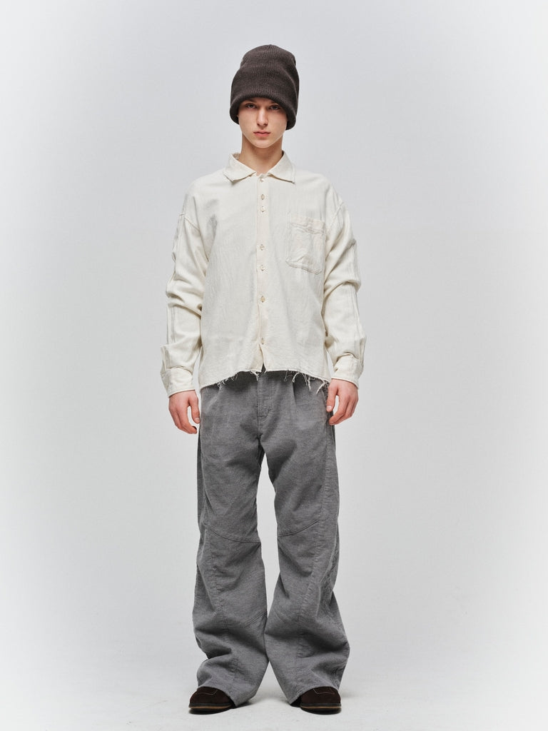 COTTON SILK CUT-OFF SHORT SHIRT