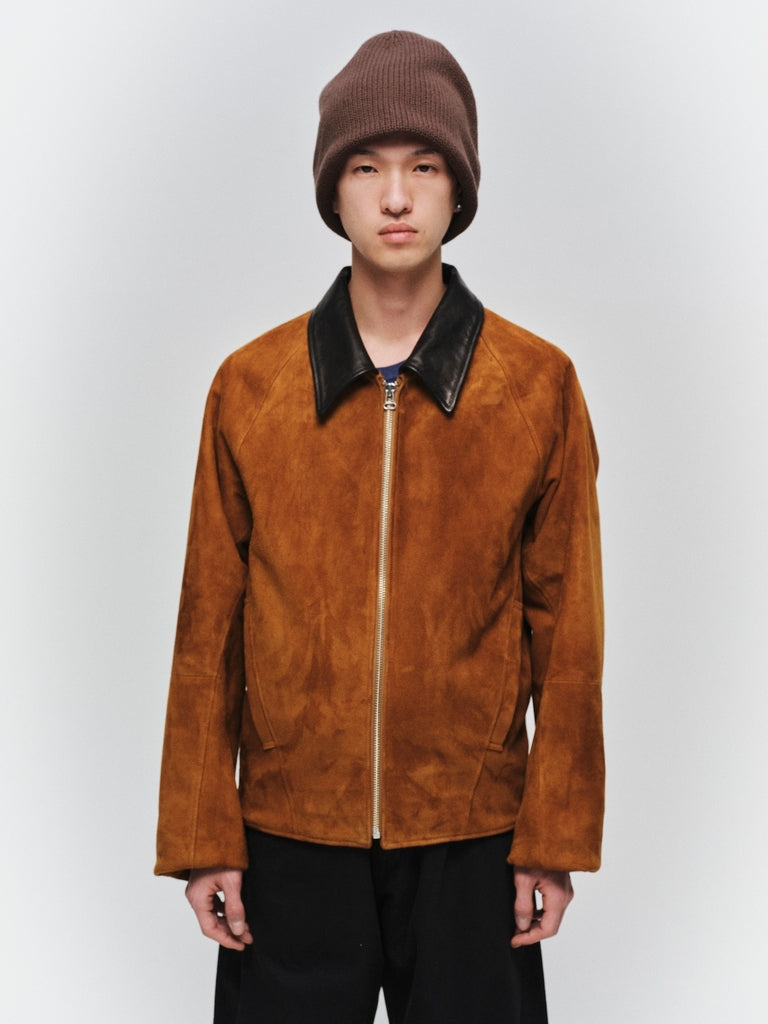 NUBUCK DRAPING LEATHER JACKET