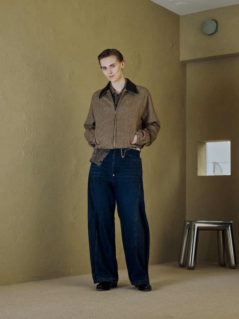 VINTAGE-FEEL DRAPED DENIM PANTS